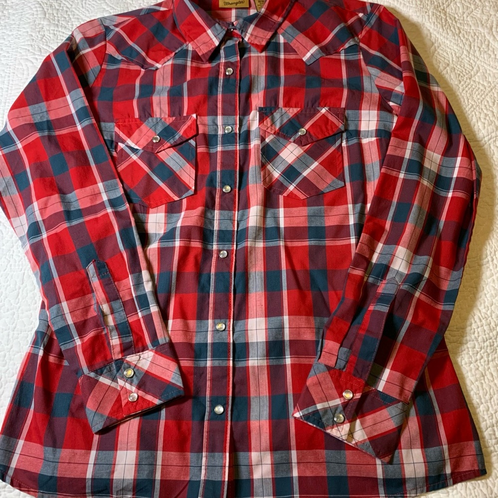 Wrangler plaid western shirt pearl snap